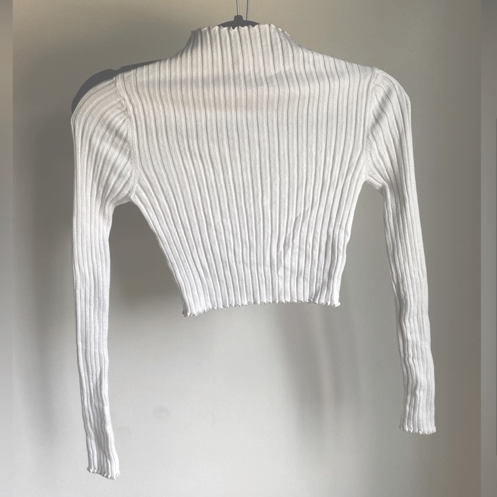 Princess Polly Grand Gestures Ribbed Cropped Turtleneck Top White ( size XS-S ) - Picture 2 of 4